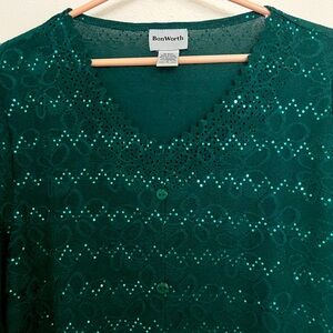 Festive green woman’s top Large Bon Worth